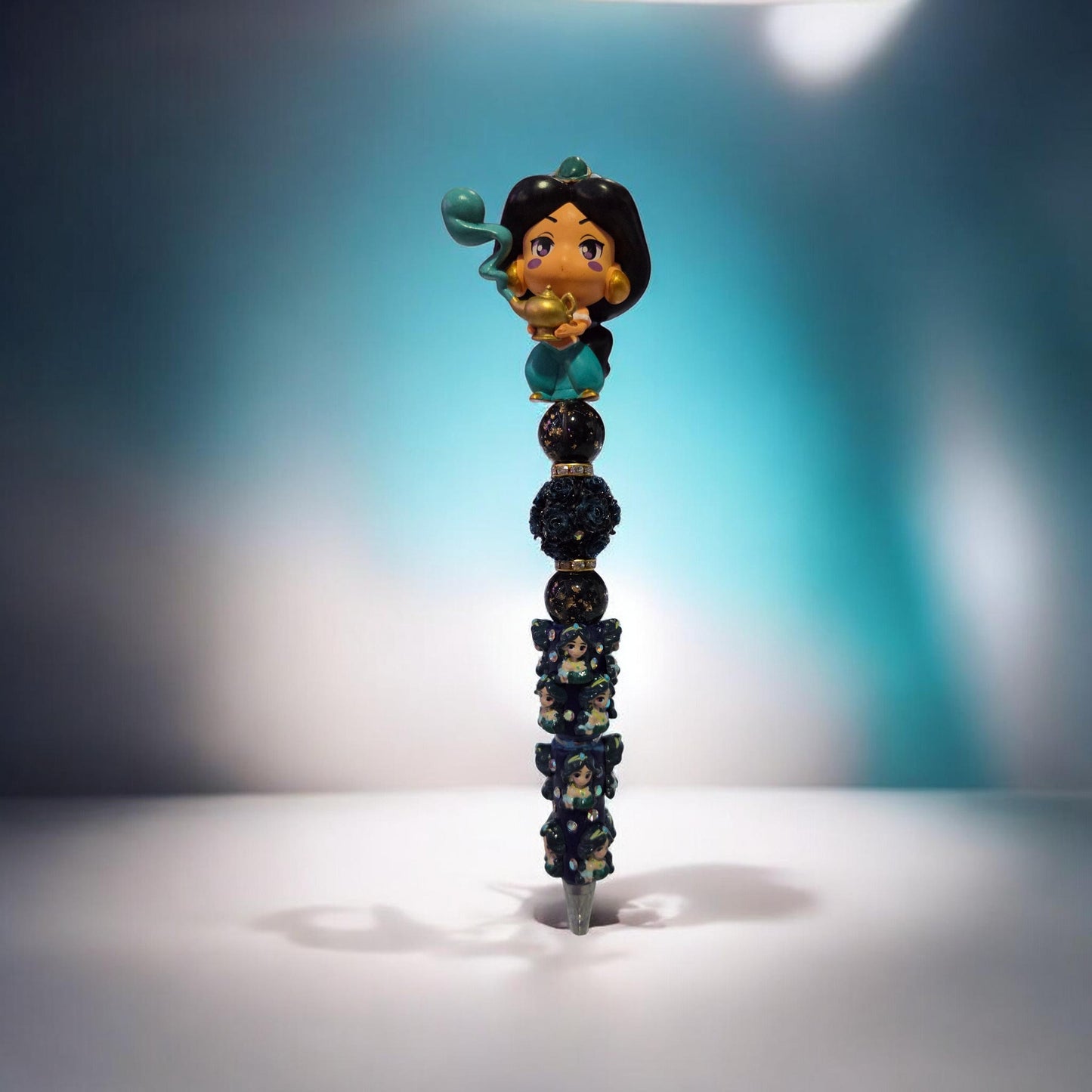 Teal Beaded Princess Pen
