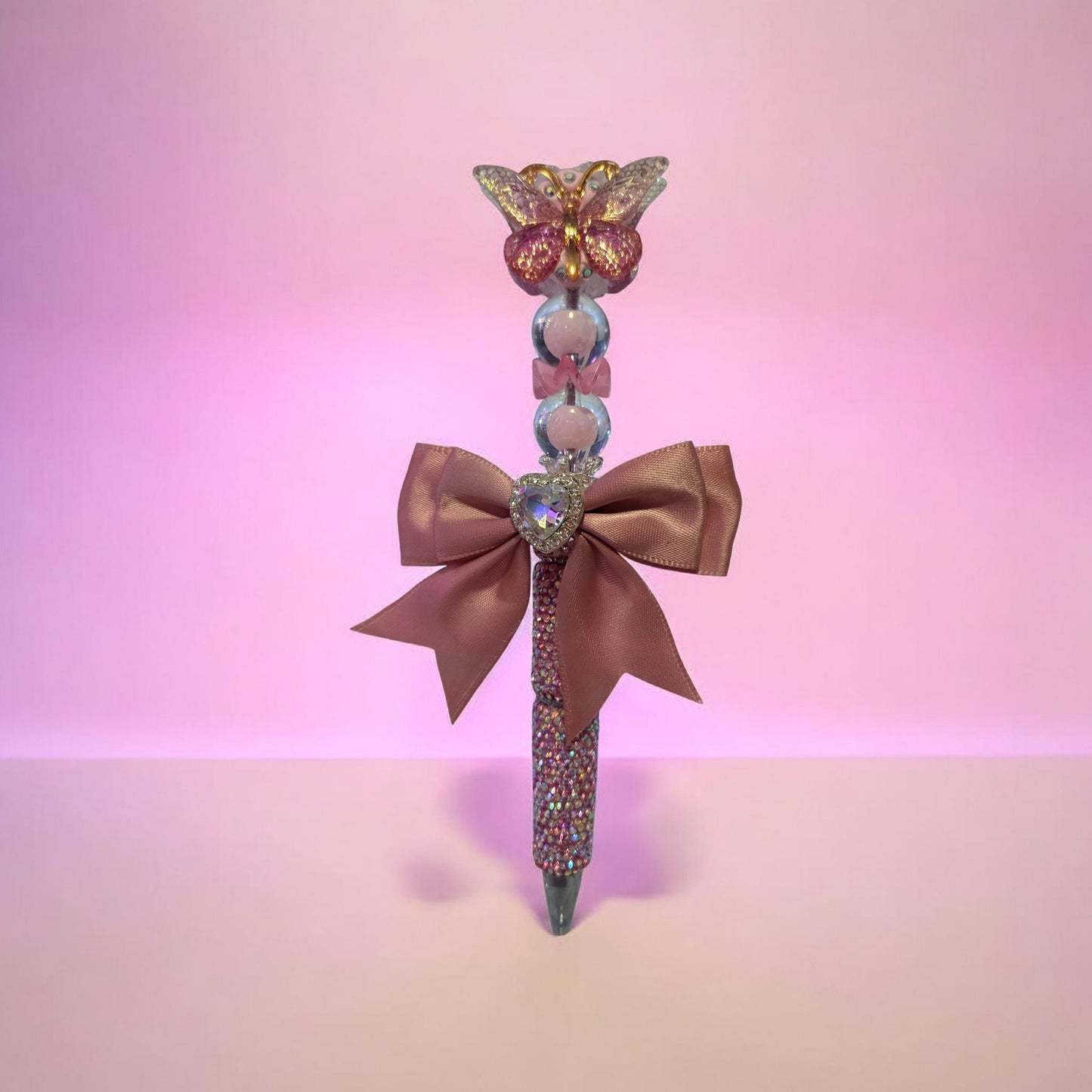 Pink Butterfly Beaded Pen