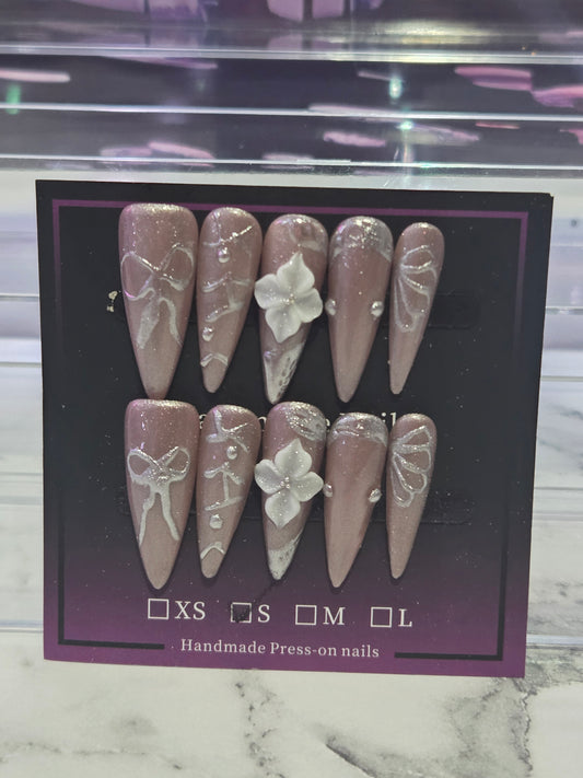 Pink and Silver Stiletto Nails