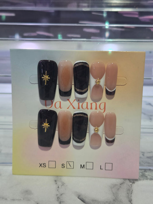 Black and White Coffin Nails