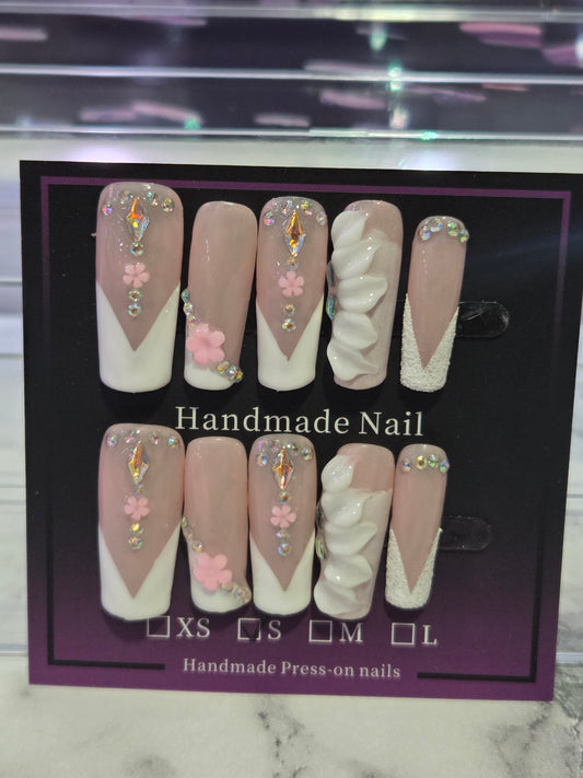 Long White Coffin French Tip