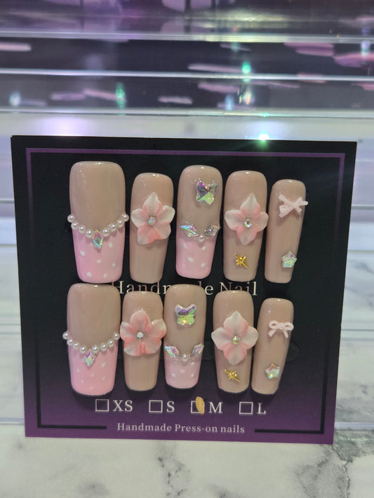 Long Pink Coffin Polka-Dot Set
