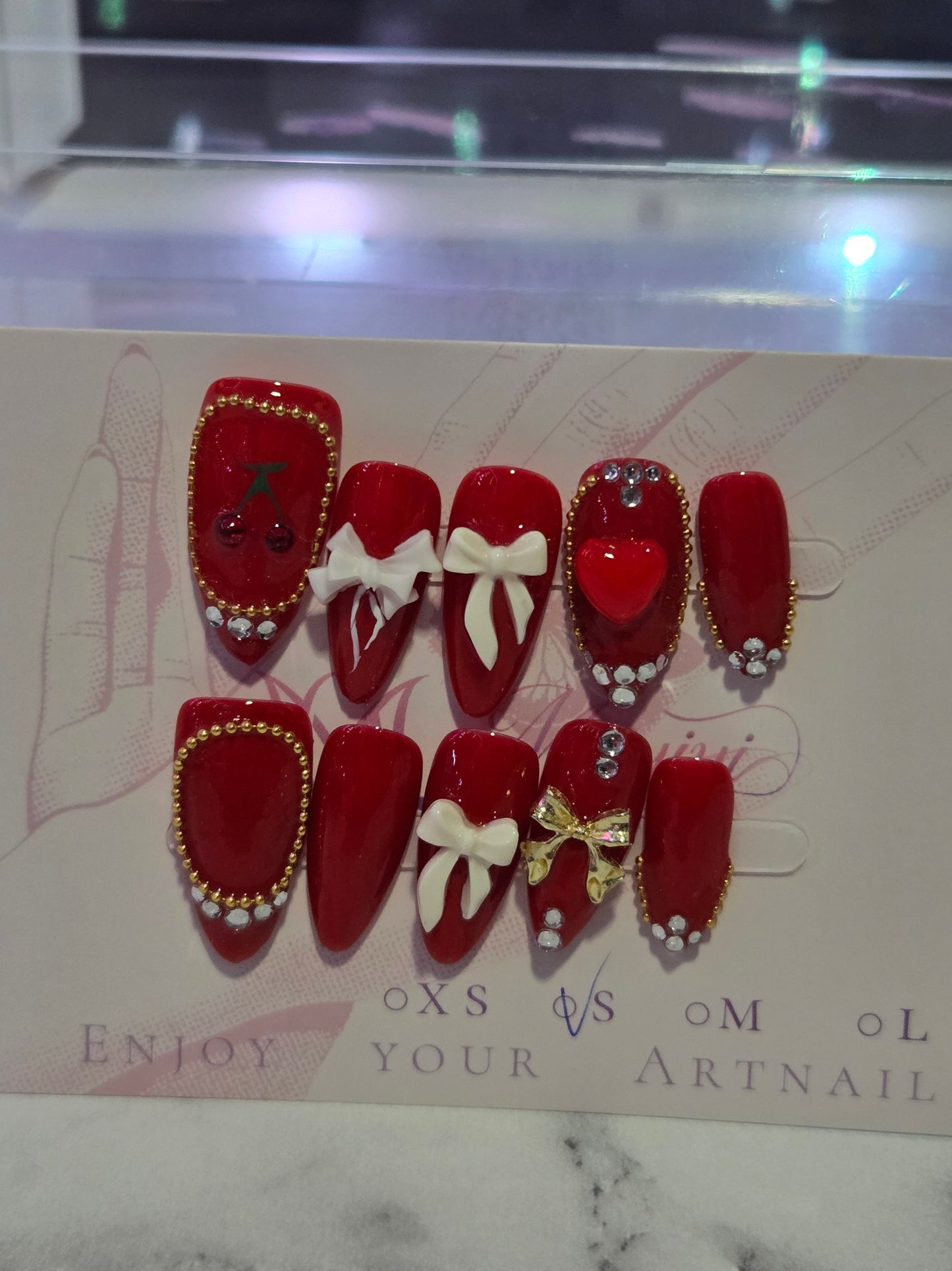 Red Cherry Almond Nails
