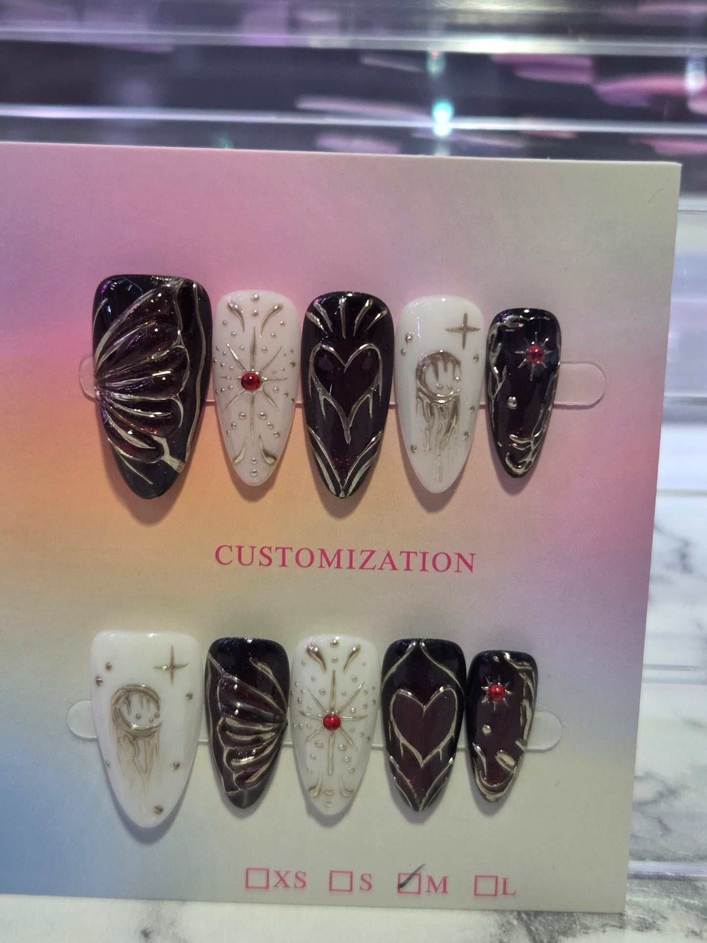 Red and White Y2K Nails