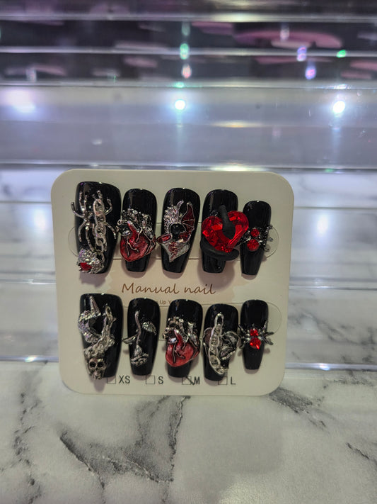 Red and Black Gothic Nails