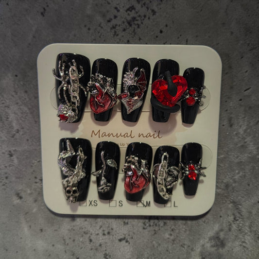 Red and Black Gothic Nails