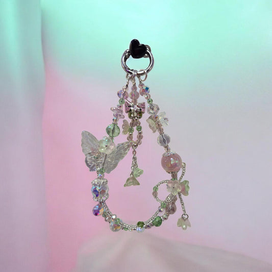 Pink and Green Butterfly Phone Chain